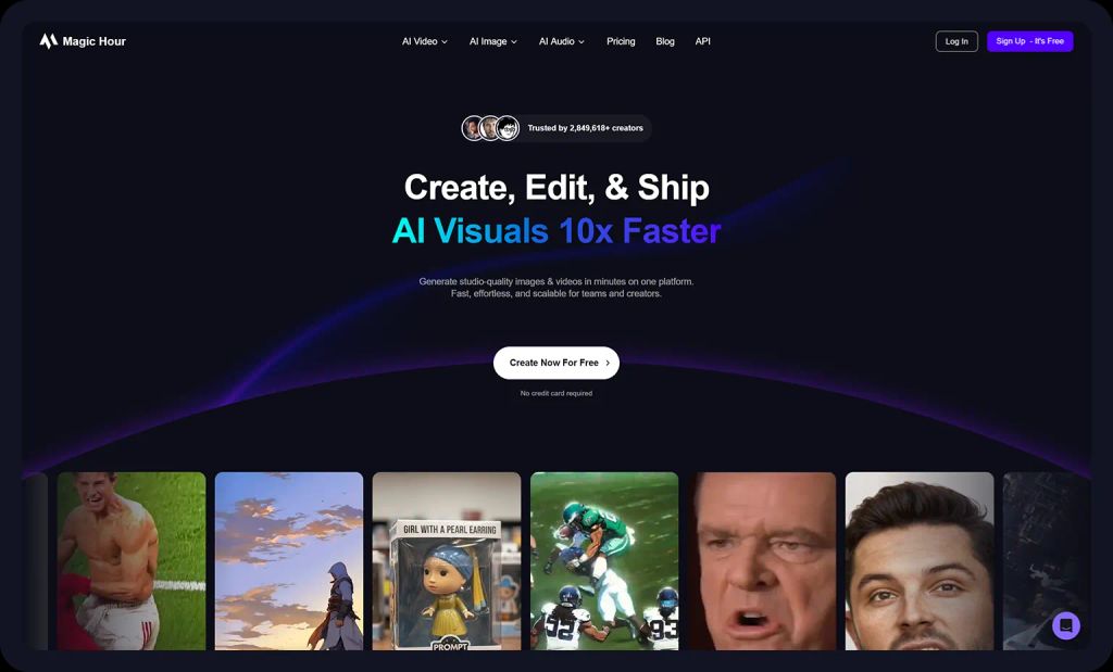 Screenshot from Magic Hour website