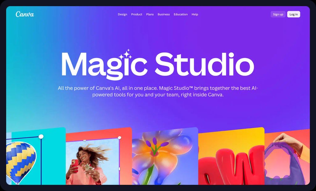 Screenshot of Canva Magic Studio homepage