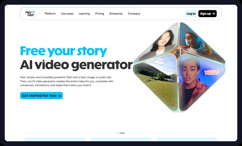 Screenshot from Heygen website