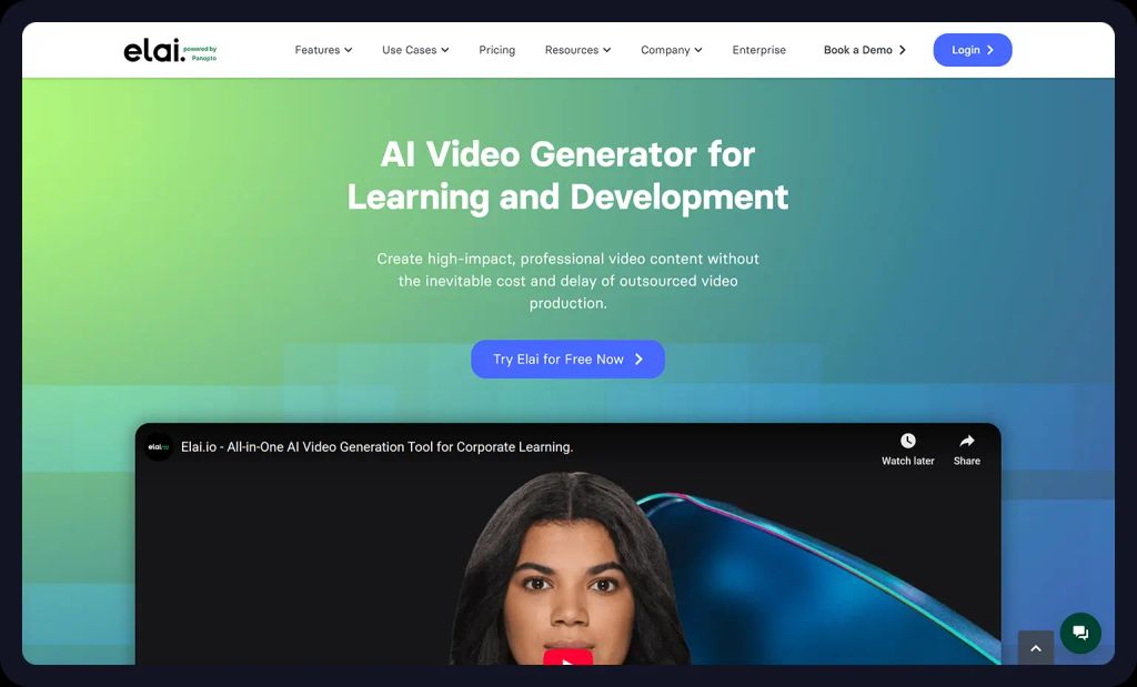 Screenshot from Elai website