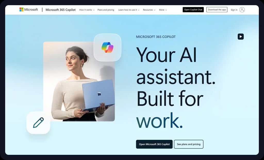 screenshoft of microsoft designer homepage