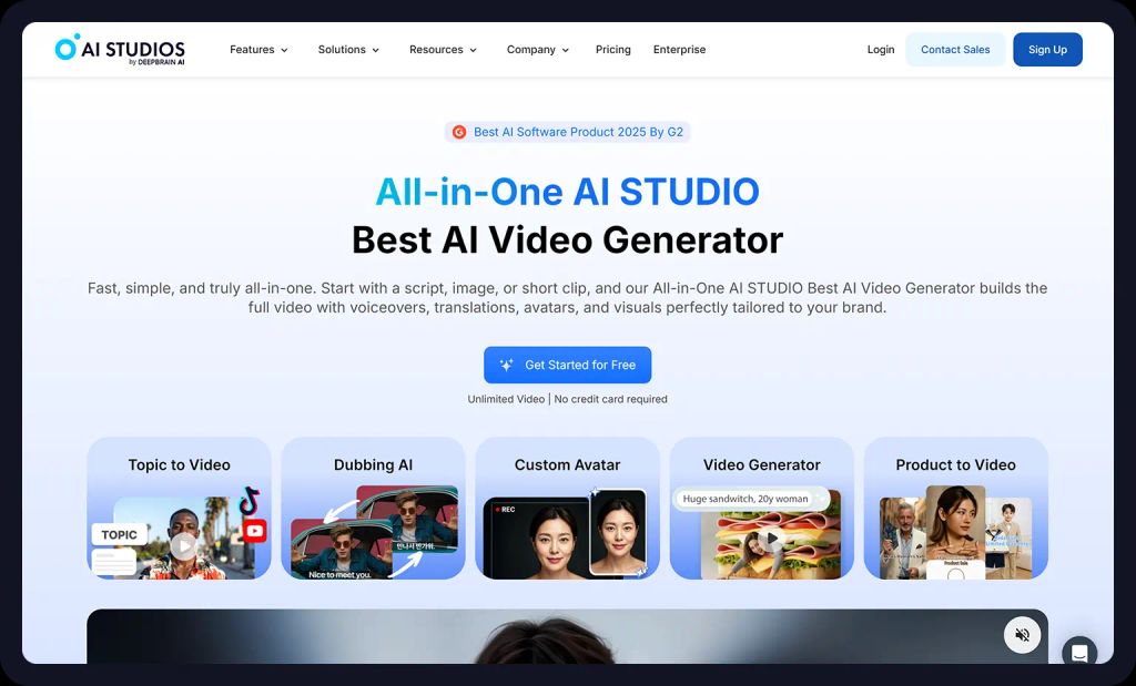 Screenshot from AI Studios website