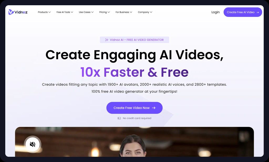 Screenshot from Vidnoz website