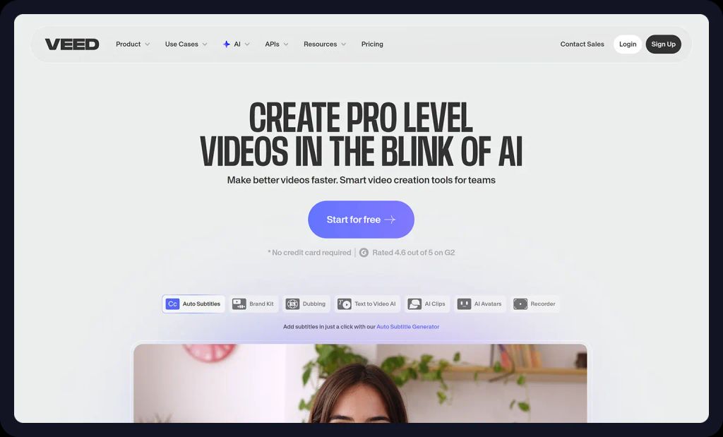 Screenshot from Veed website