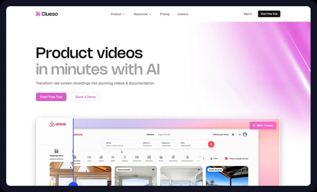 Screenshot from clueso website