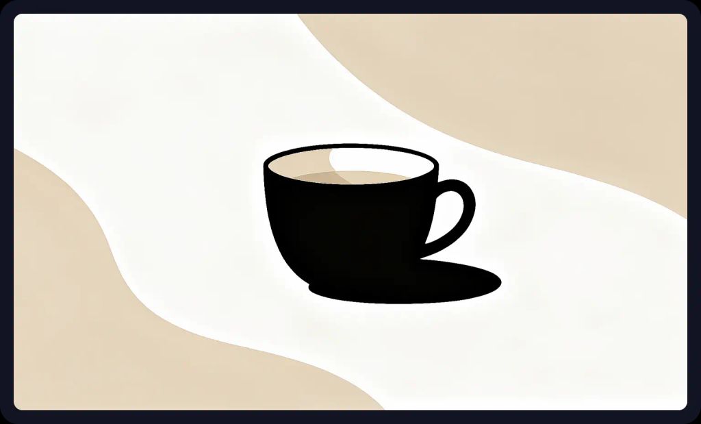 Simple coffee cup illustration with white negative space; a minimalist prompt for AI art.