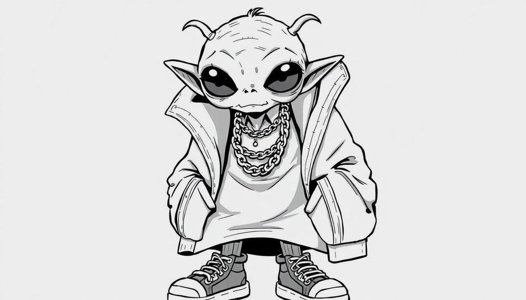 AI-generated alien in a pop surrealism art style.