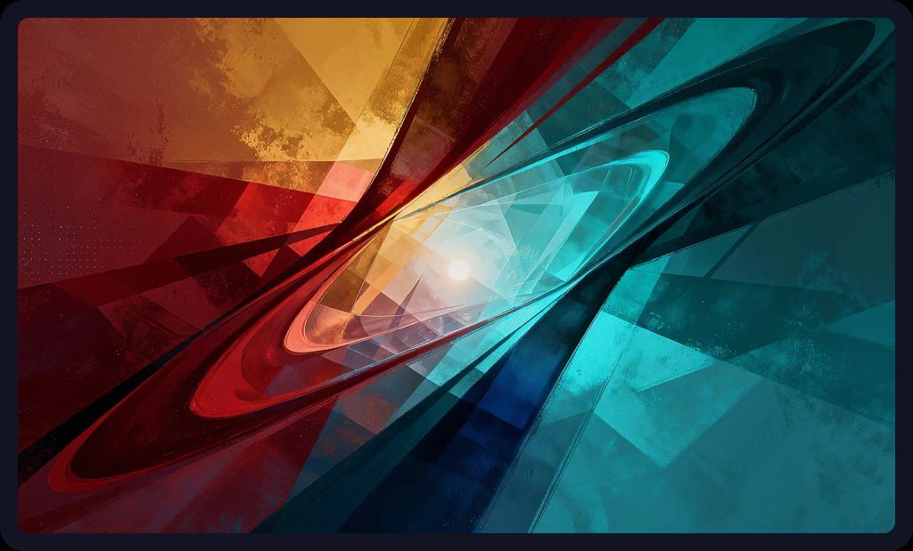 Flowing organic shapes and sharp lines in a dynamic abstract painting prompt for AI art.