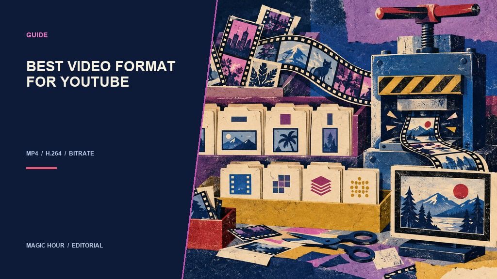 Cut-paper media workshop comparing video containers, aspect ratios, codecs, and compression for YouTube