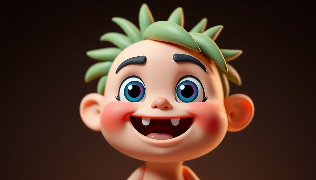 AI-generated image of a little boy in a 3D playful art style.