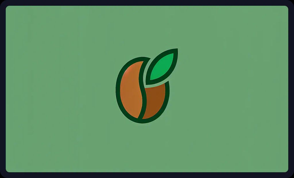 Sustainable coffee logo with green bean and leaf; a graphic design prompt for AI art.