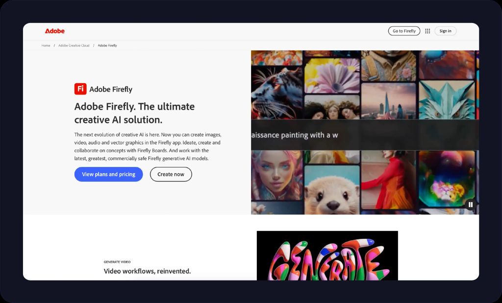 Screenshot of Adobe Firefly website
