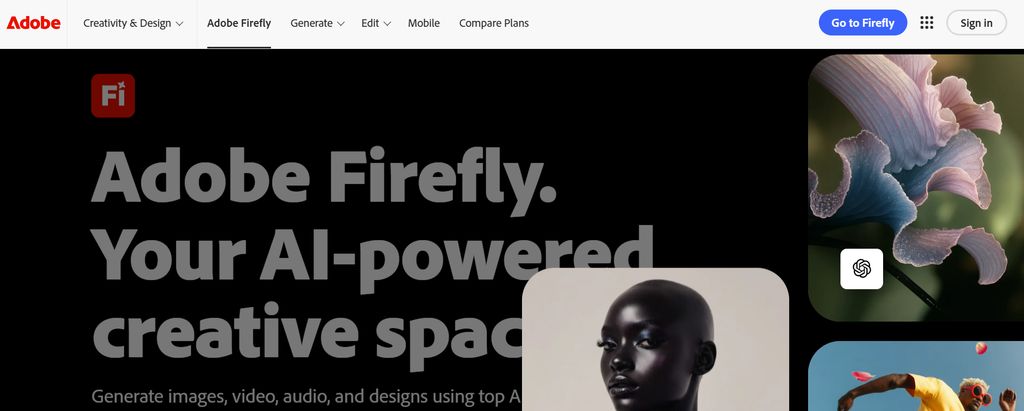 Adobe Firefly representing Adobe’s AI image tool with Creative Cloud integration and pro-grade quality.