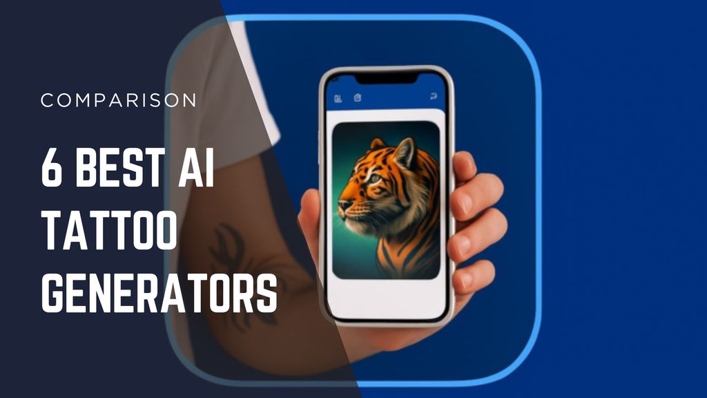 Collage of realistic AI-generated tattoos, representing top 6 AI tattoo generators