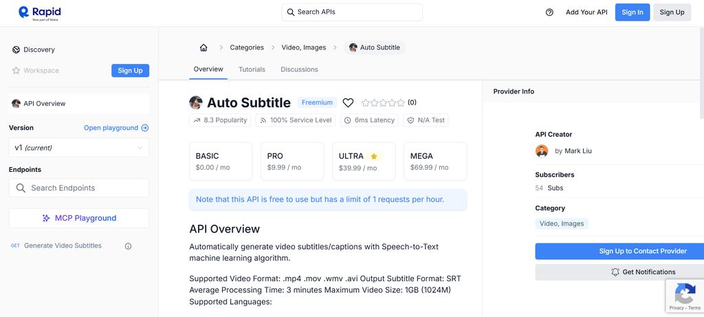 Auto Subtitle API generating subtitles automatically from video audio