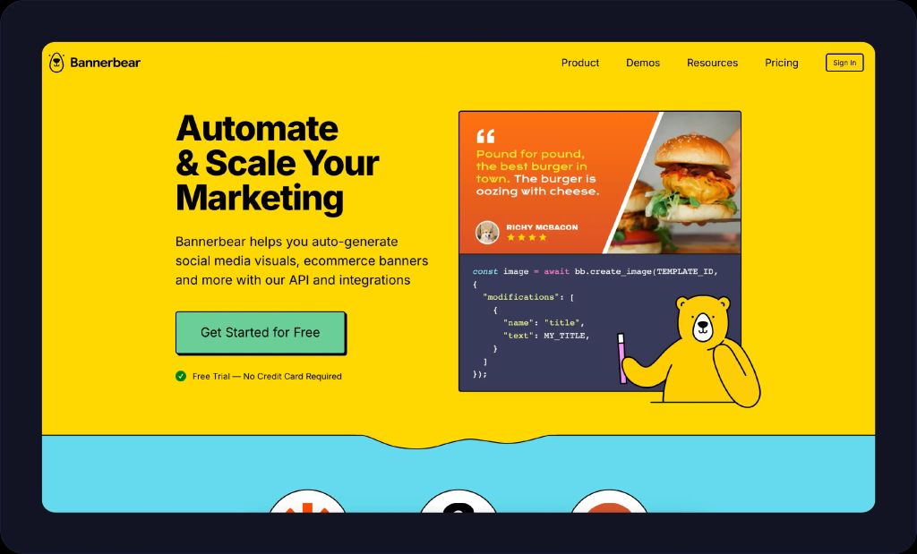 Screenshot of Bannerbear website