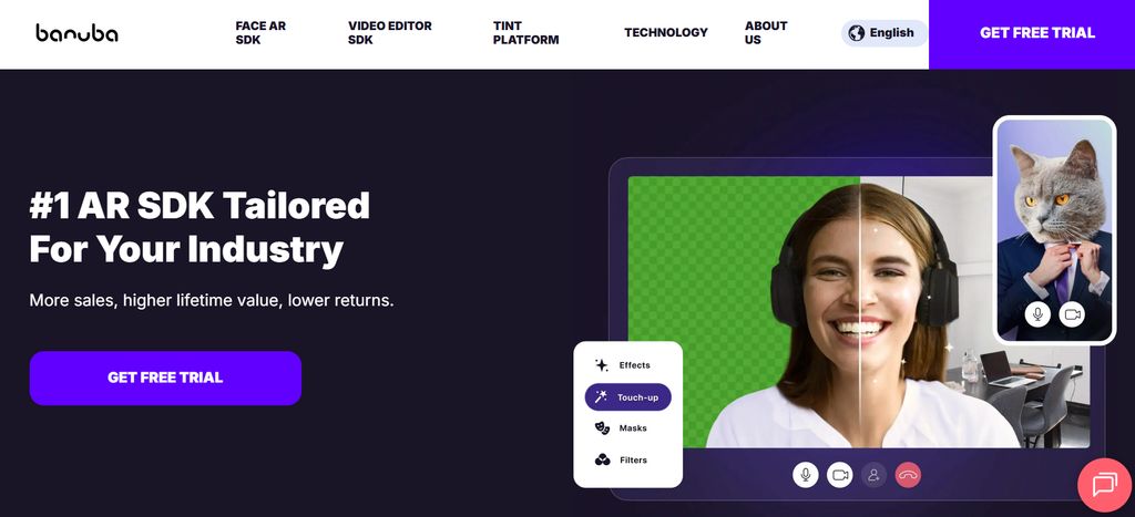Banuba AI video enhancement SDK applied to real-time consumer and social video content