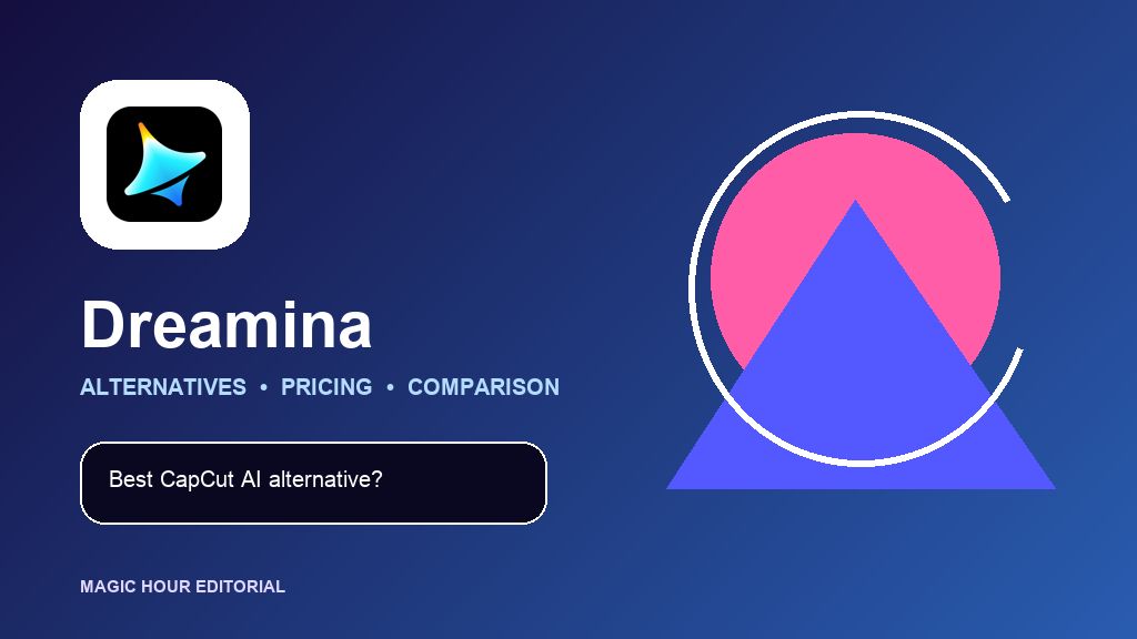 Dreamina logo with an image and video composition for an alternatives and pricing comparison