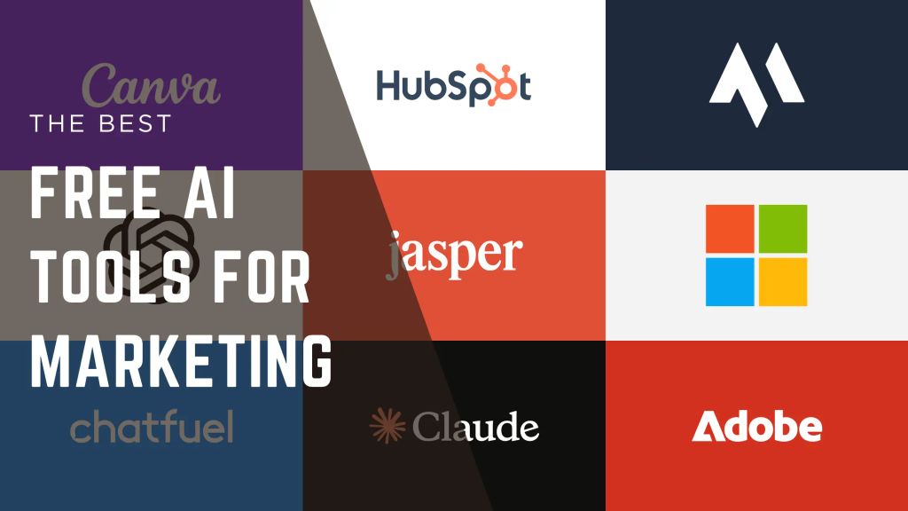 Collage of the best free ai tools for marketing.