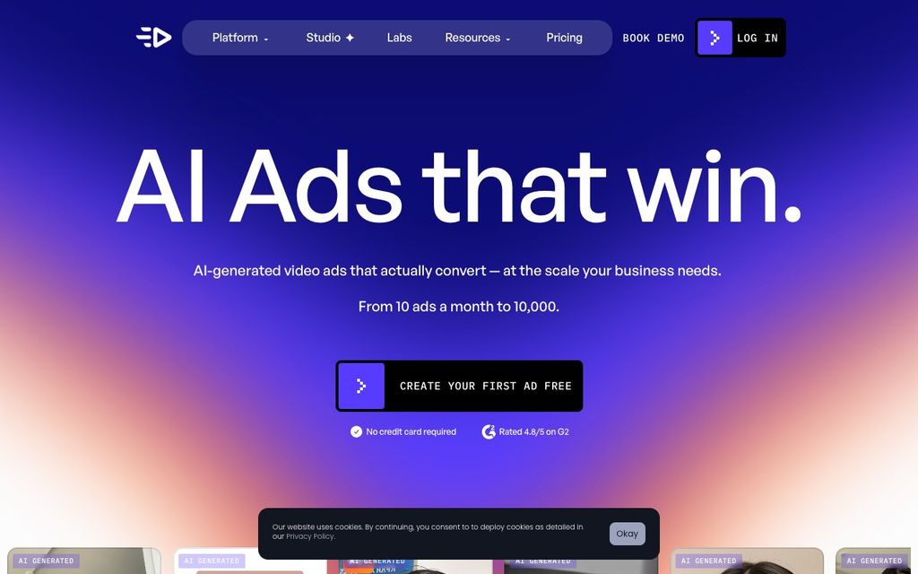 Creatify official product page screenshot, September 25, 2026