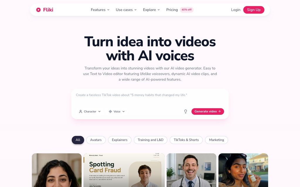 Fliki official product page screenshot, September 25, 2026