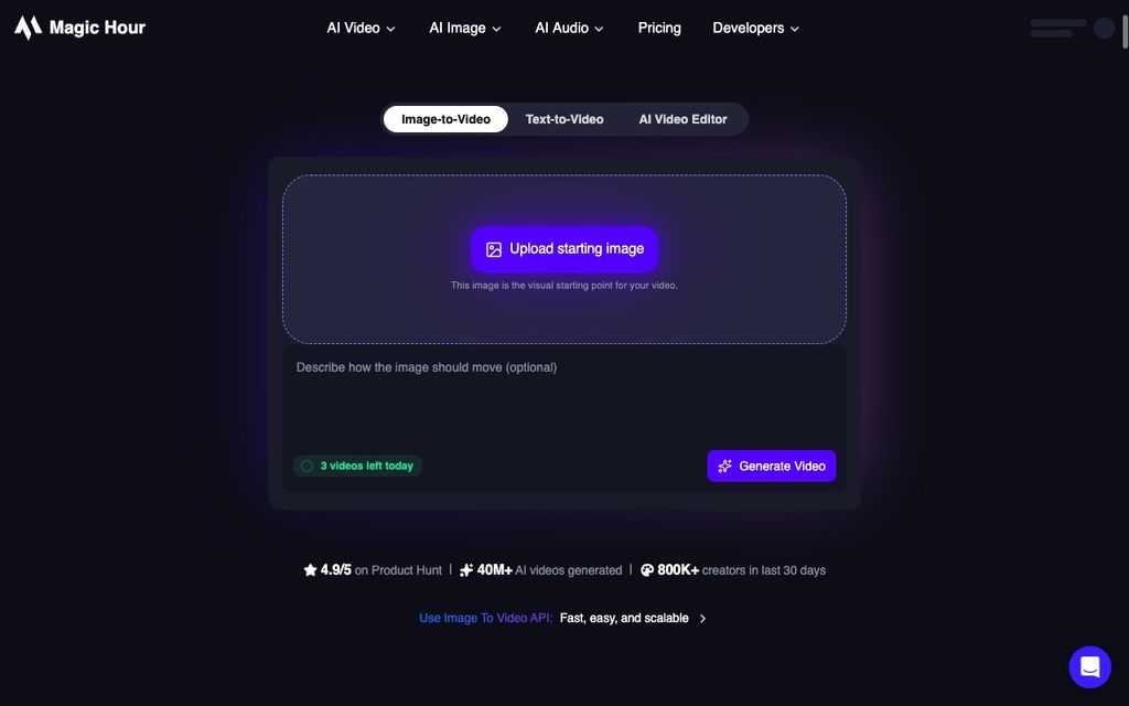 Magic Hour official workflow page screenshot (magic-hour-imagevideo), September 25, 2026