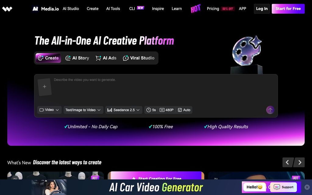Media.io official product page screenshot (mediaio-product), September 25, 2026