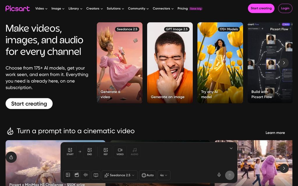Picsart official product page screenshot (picsart-product), September 25, 2026
