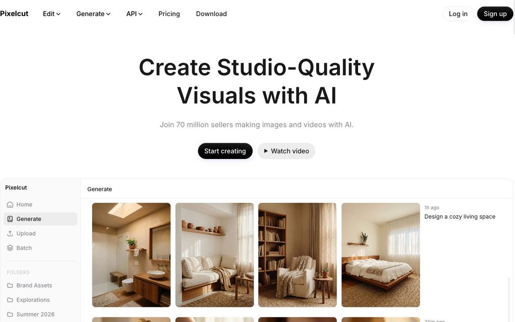Pixelcut official product page screenshot (pixelcut-product), September 25, 2026