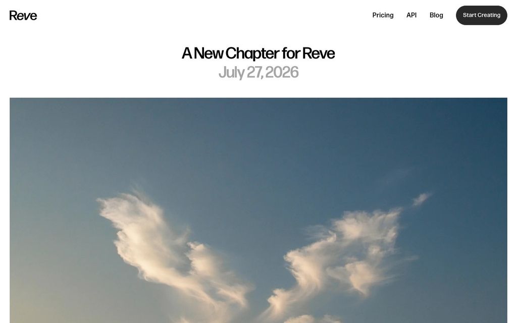 Reve official announcement page screenshot (reve-announcement), September 25, 2026
