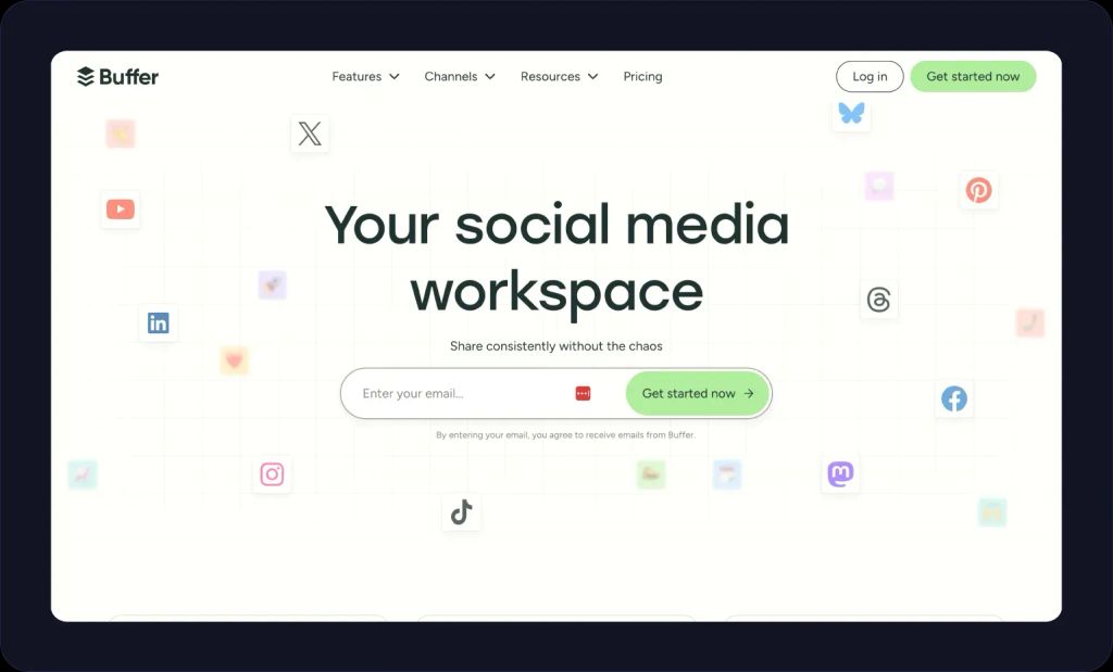 Screenshot of the Buffer website