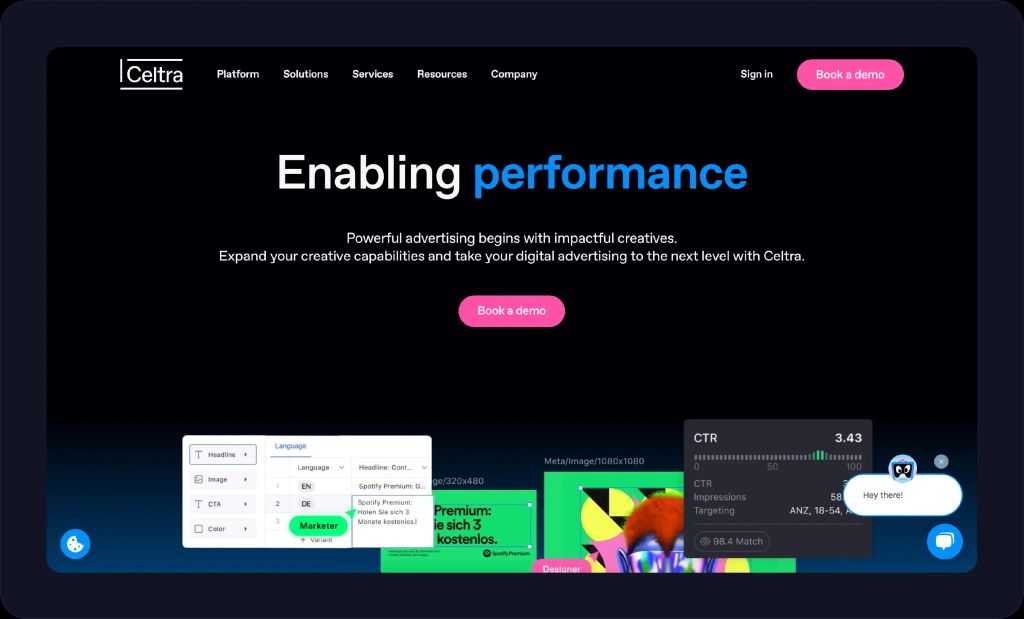 Celtra creative automation platform screenshot.