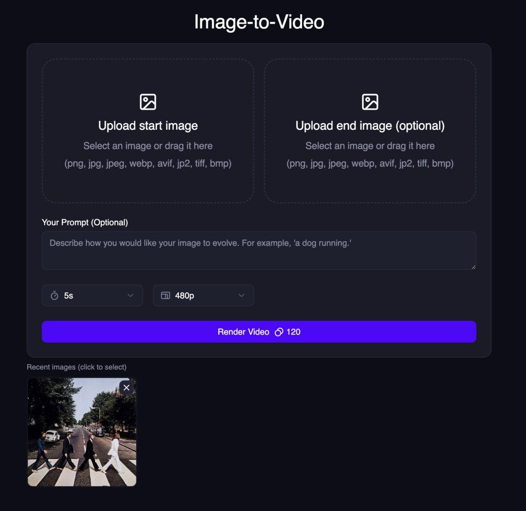 Recent images for Image to Video
