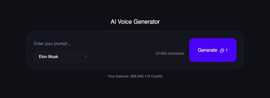 AI Voice Generator Dashboard Tool