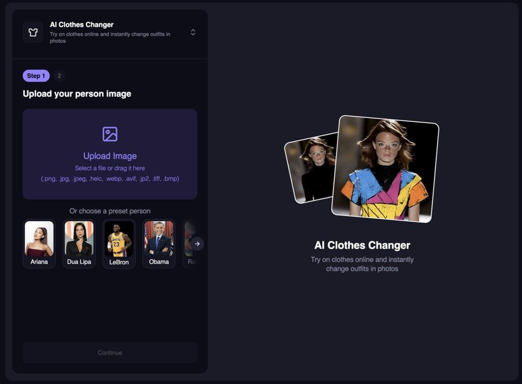 New UI for AI Clothes Changer in dashboard