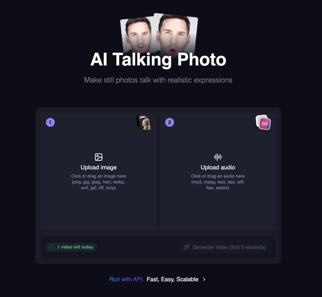 New UI for AI Talking Photo Product Page