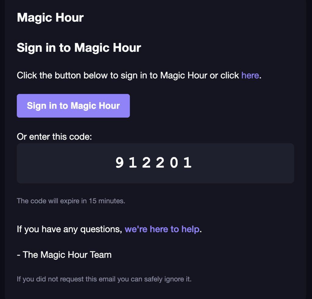 Sign in using 6 digit code