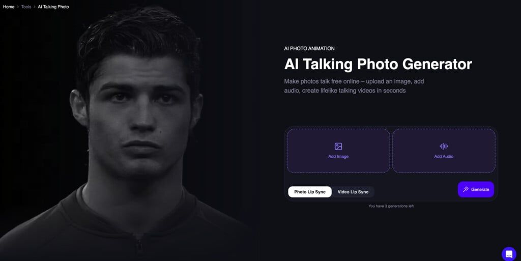 Revamped Talking Photo free tool UI