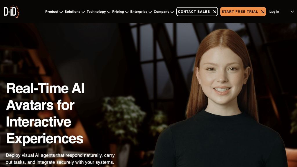 D-ID's real-time visual agents product page.