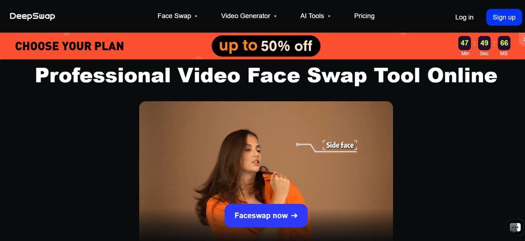 DeepSwap AI face swap platform interface for image and video editing