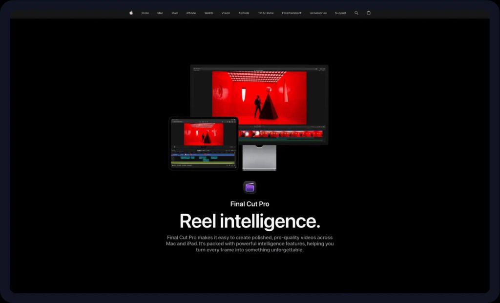 Screenshot of the Final Cut Pro homepage