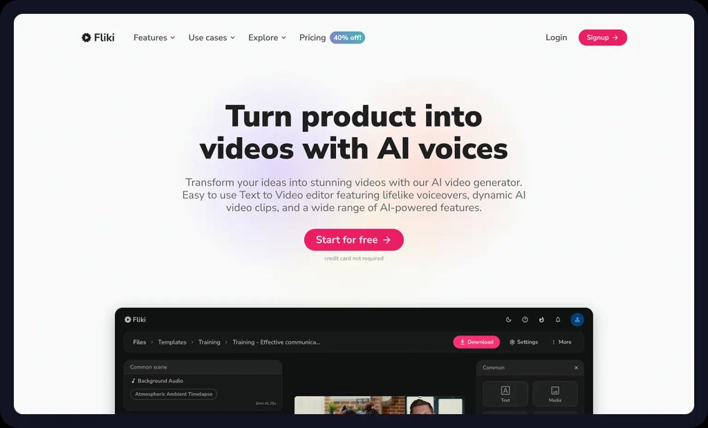 screenshot of fliki website
