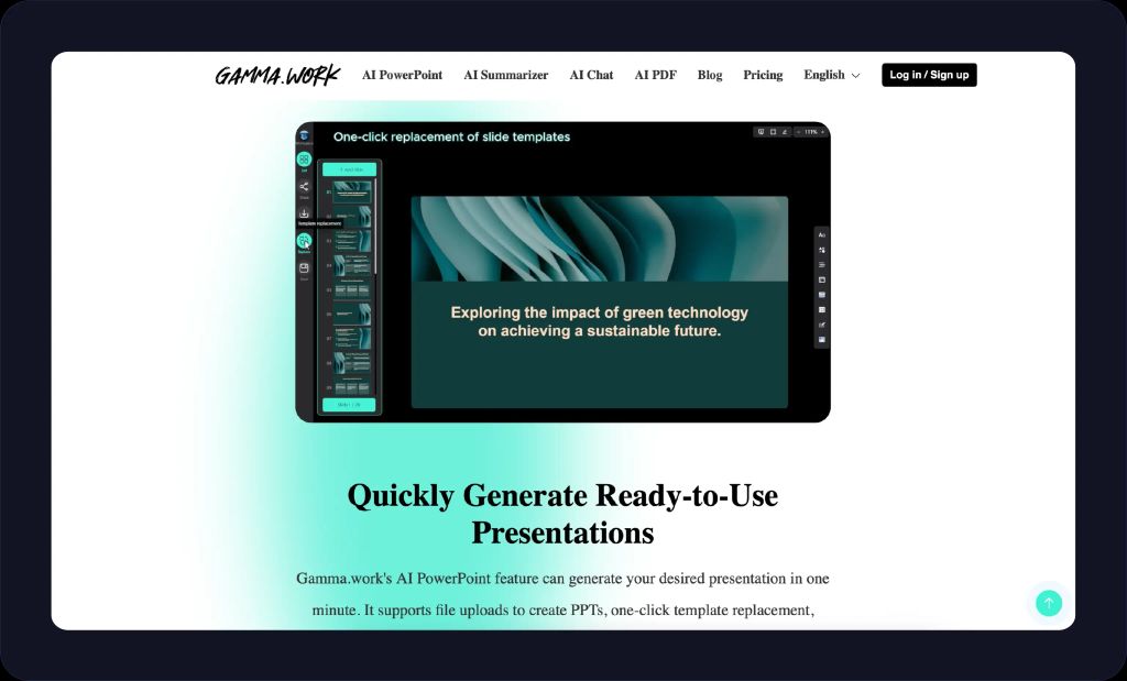 Gamma creative automation platform screenshot.