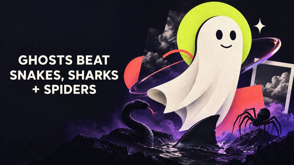 Ghosts Beat Snakes, Sharks and Spiders editorial comparison cover