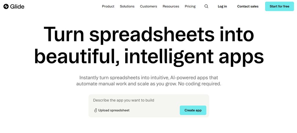 Glide app created from spreadsheet data using no-code AI features