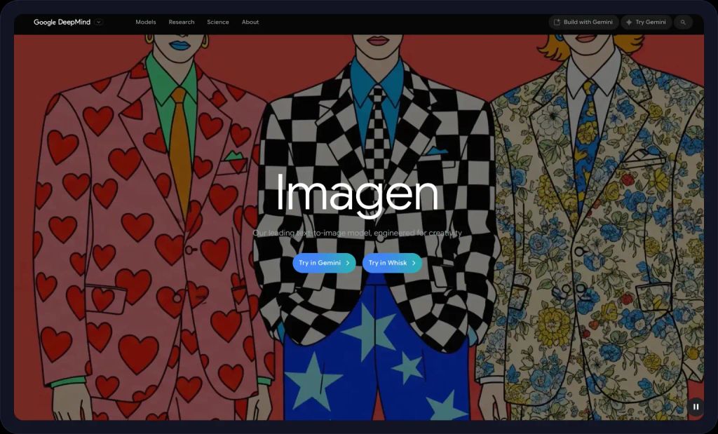 Screenshot of the Imagen homepage