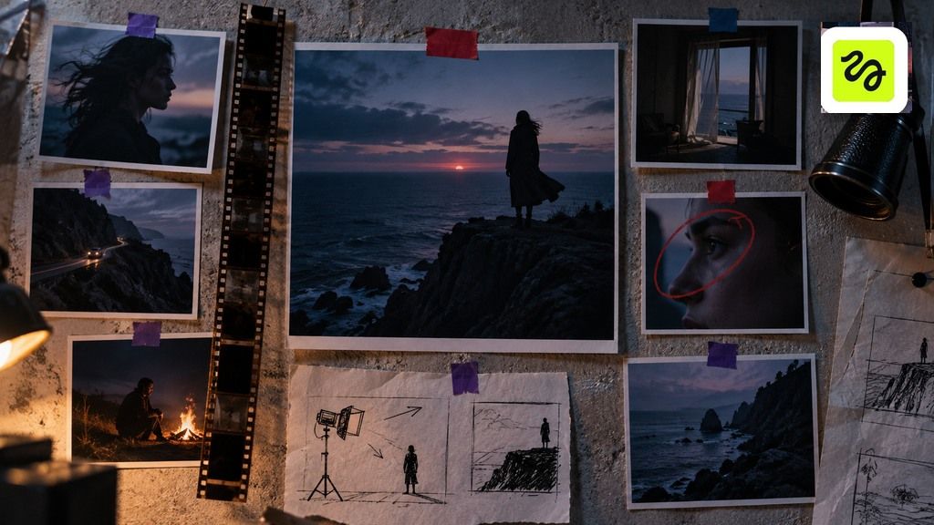 Cinematic video production scene with Higgsfield logo