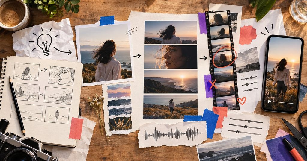 AI video production workflow from storyboard to finished mobile video