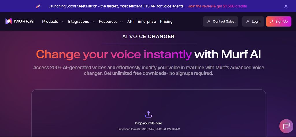 Murf.ai voiceover editor interface showing text-to-speech conversion with multiple voice options and pitch controls