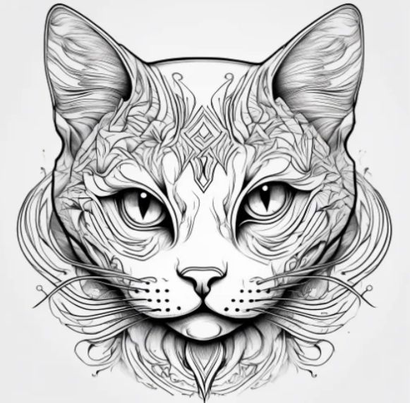 Full tattoo planning with Ink Studio AI, black cat tattoo preview with outline converter